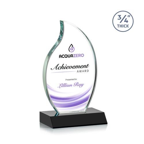 Corporate Awards - Crystal Awards - Crystal Flame Awards - Croydon Full Color Black Flame Crystal Award
