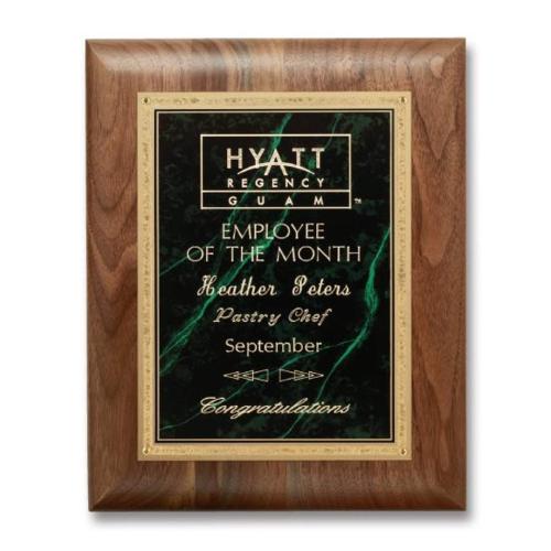 Corporate Awards - Award Plaques - Gemstone Walnut Plaque - Walnut/Verdi