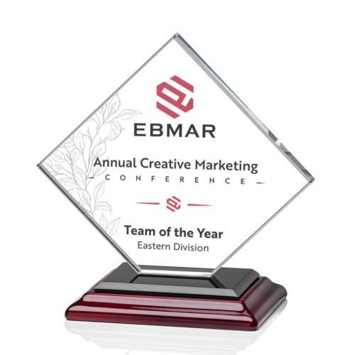 Corporate Awards - Eco Friendly Awards - Wood Awards - Wellington Full Color Rosewood Crystal Award