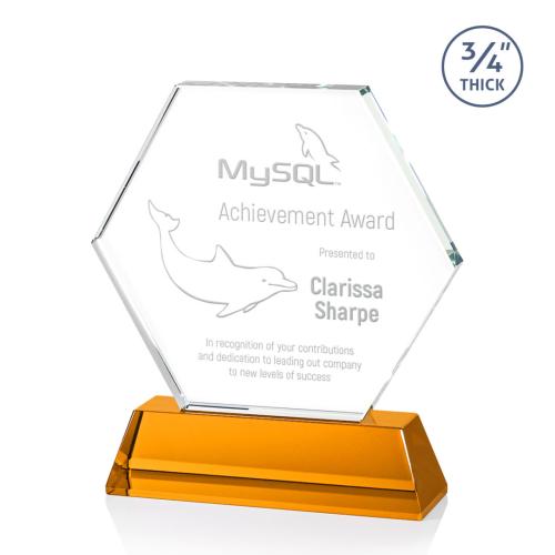 Corporate Awards - Glass Awards - Colored Glass Awards - Ralston Amber Crystal Award