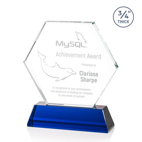 Corporate Awards - Glass Awards - Colored Glass Awards - Ralston Blue Crystal Award