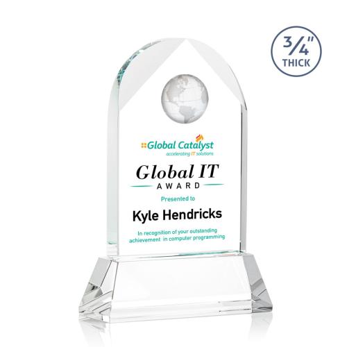 Corporate Awards - Sales Awards - Blake Globe Full Color Starfire on Newhaven Arch & Crescent Crystal Award