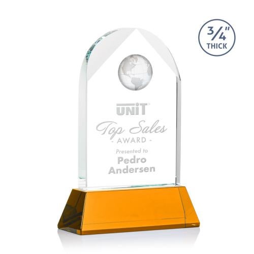 Corporate Awards - Glass Awards - Colored Glass Awards - Blake Globe on Newhaven - Amber