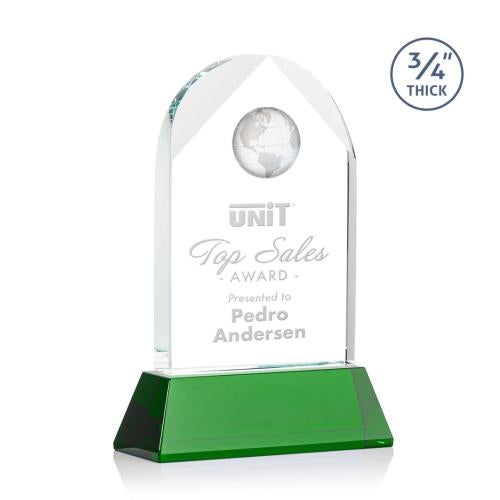 Corporate Awards - Glass Awards - Colored Glass Awards - Blake Globe on Newhaven - Green