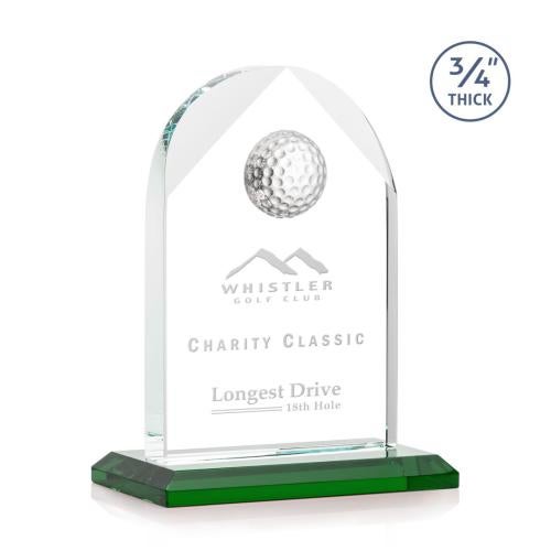 Corporate Awards - Glass Awards - Colored Glass Awards - Blake Golf Green Arch & Crescent Crystal Award