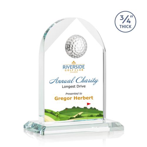Corporate Awards - Sports Awards - Golf Awards - Blake Golf Full Color Starfire Arch & Crescent Crystal Award