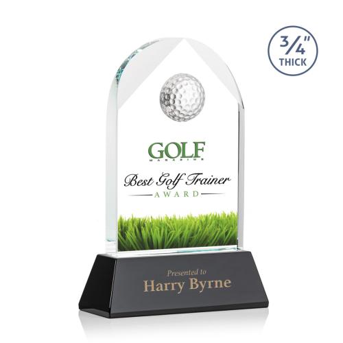 Corporate Awards - Sports Awards - Golf Awards - Blake Golf on Newhaven Full Color Black Arch & Crescent Crystal Award