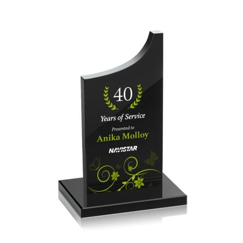Corporate Awards - Sales Awards - Berratini Full Color Black Peak Crystal Award