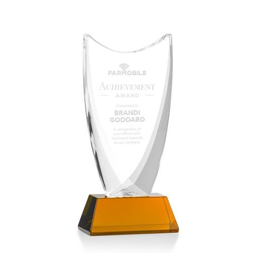 Corporate Awards - Glass Awards - Colored Glass Awards - Dawkins Amber Peak Crystal Award