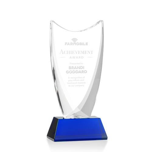 Corporate Awards - Glass Awards - Colored Glass Awards - Dawkins Blue Peak Crystal Award