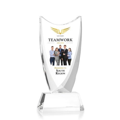 Corporate Awards - Sales Awards - Dawkins Full Color Clear Peak Crystal Award