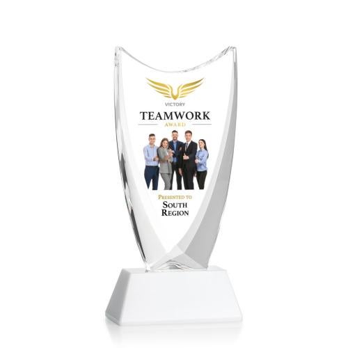 Corporate Awards - Sales Awards - Dawkins Full Color White Peak Crystal Award