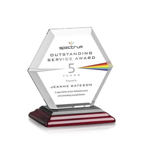 Corporate Awards - Eco Friendly Awards - Wood Awards - Barnett Full Color Rosewood Crystal Award