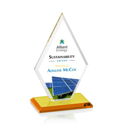 Corporate Awards - Glass Awards - Colored Glass Awards - Tuscany Full Color Amber Crystal Award