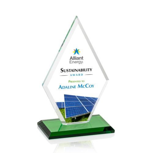 Corporate Awards - Glass Awards - Colored Glass Awards - Tuscany Full Color Green Crystal Award