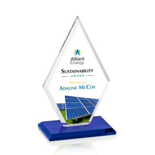 Corporate Awards - Glass Awards - Colored Glass Awards - Tuscany Full Color Blue Crystal Award