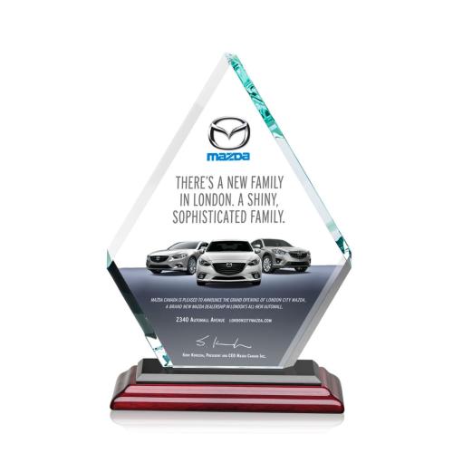 Corporate Awards - Eco Friendly Awards - Wood Awards - Canton Full Color Rosewood Crystal Award