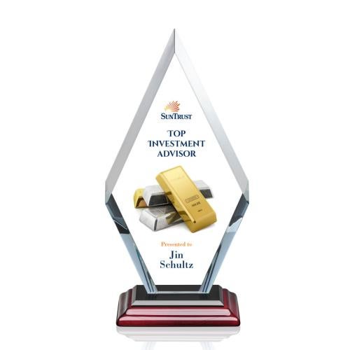 Corporate Awards - Eco Friendly Awards - Wood Awards - Cancun Full Color Rosewood Crystal Award