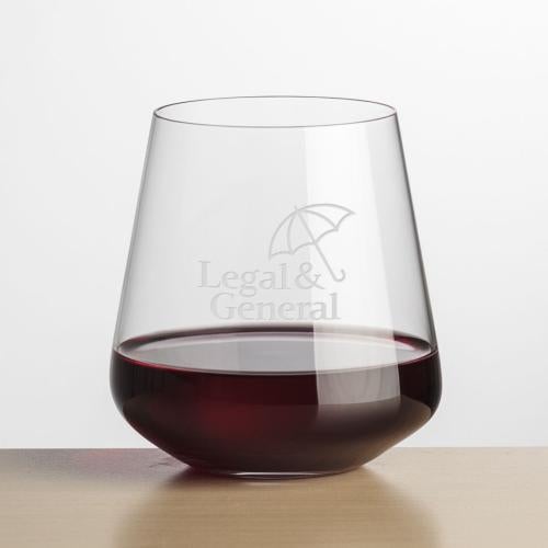 Corporate Recognition Gifts - Etched Barware - Wine Glasses - Cannes Stemless Wine - Deep Etch