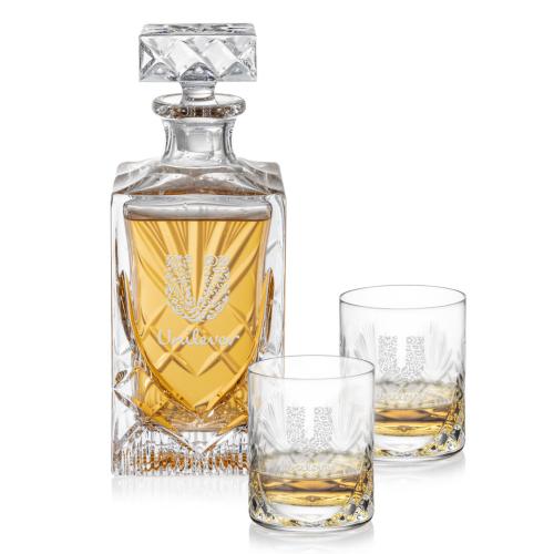 Corporate Recognition Gifts - Etched Barware - Cavanaugh Square Decanter Set