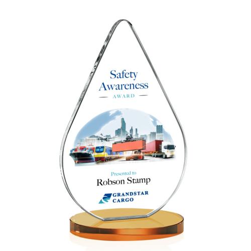 Corporate Awards - Glass Awards - Colored Glass Awards - Glenhazel Full Color Amber Crystal Award