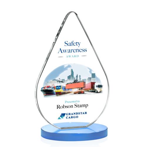 Corporate Awards - Employee Awards - Glenhazel Full Color Sky Blue Crystal Award