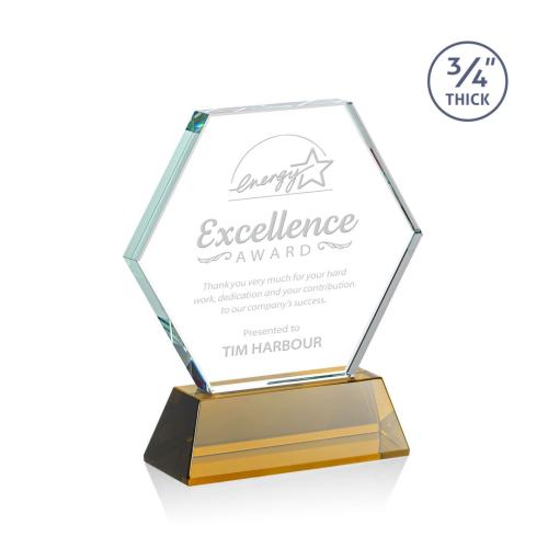 Corporate Awards - Glass Awards - Colored Glass Awards - Pickering Amber on Newhaven Crystal Award