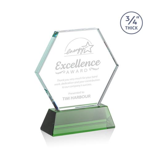 Corporate Awards - Glass Awards - Colored Glass Awards - Pickering Green on Newhaven Crystal Award