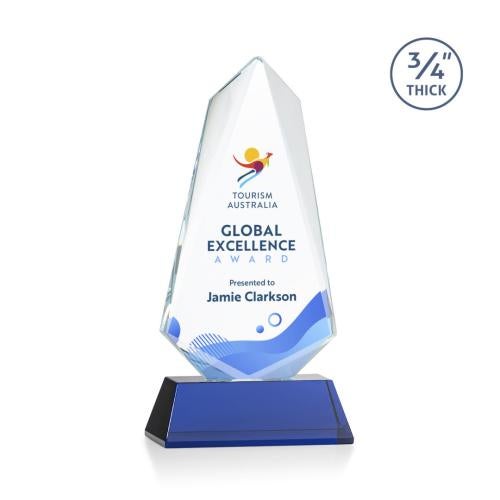 Corporate Awards - Glass Awards - Colored Glass Awards - Sheridan Full Color Blue on Newhaven Abstract / Misc Crystal Award