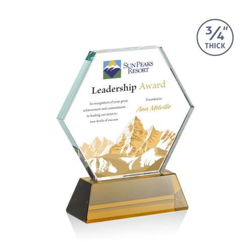Corporate Awards - Glass Awards - Colored Glass Awards - Pickering on Newhaven Full Color Amber Crystal Award