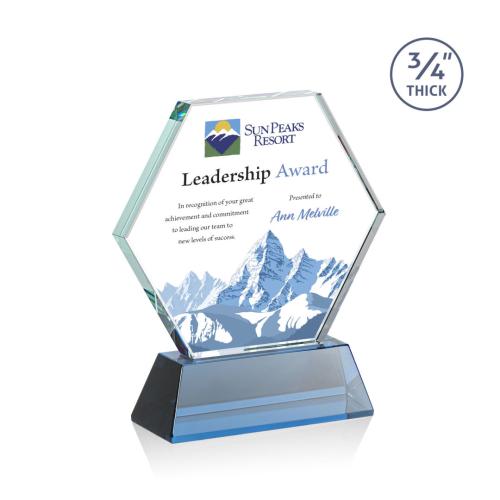 Corporate Awards - Full Color Awards - Pickering on Newhaven Full Color Sky Blue Crystal Award