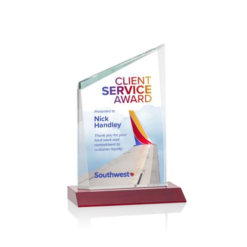 Corporate Awards - Crystal Awards - Colored Crystal - Red Crystal Awards - Scarsdale Full Color Red Peak Crystal Award