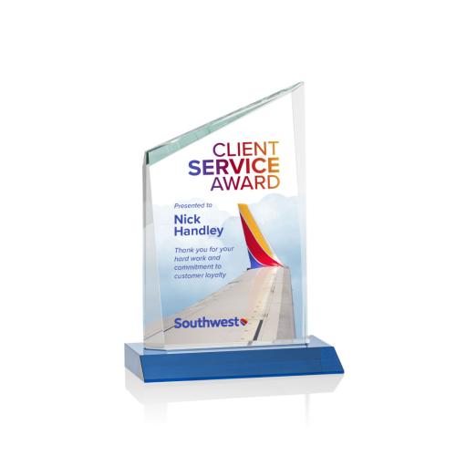 Corporate Awards - Sales Awards - Scarsdale Full Color Sky Blue Peak Crystal Award