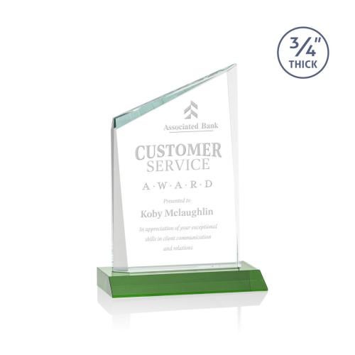 Corporate Awards - Glass Awards - Colored Glass Awards - Scarsdale Green Peak Crystal Award