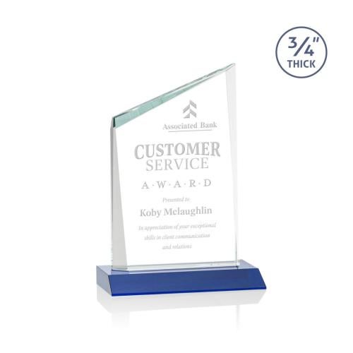 Corporate Awards - Glass Awards - Colored Glass Awards - Scarsdale Blue Peak Crystal Award