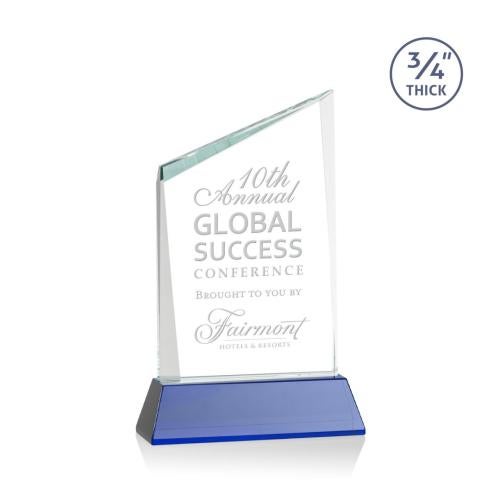 Corporate Awards - Glass Awards - Colored Glass Awards - Scarsdale Blue on Newhaven Peak Crystal Award