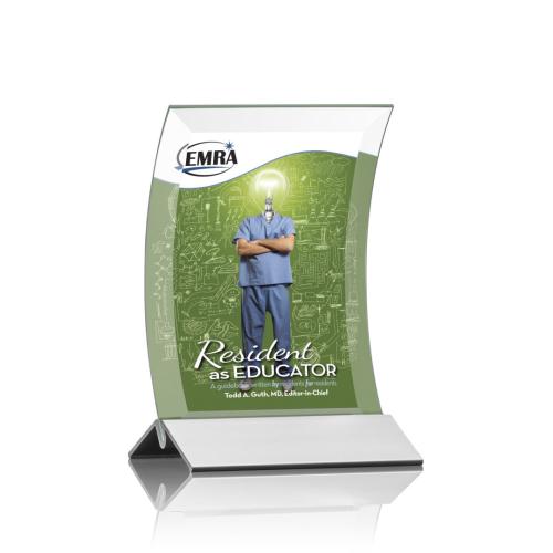 Corporate Awards - Metal Awards - Dominga Full Color Silver Rectangle Crystal Award