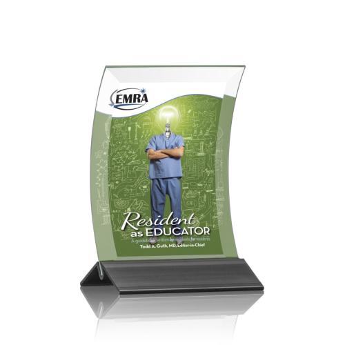 Corporate Awards - Metal Awards - Dominga Full Color Black Rectangle Crystal Award