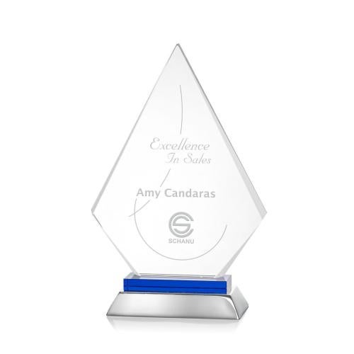 Corporate Awards - Glass Awards - Colored Glass Awards - Valhalla Blue Crystal Award