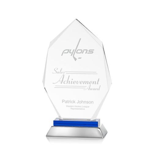Corporate Awards - Glass Awards - Colored Glass Awards - Nebraska Blue Arch & Crescent Crystal Award