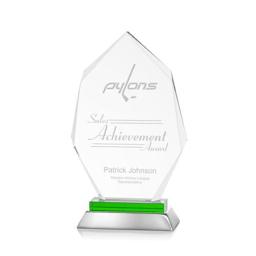 Corporate Awards - Glass Awards - Colored Glass Awards - Nebraska Green Arch & Crescent Crystal Award