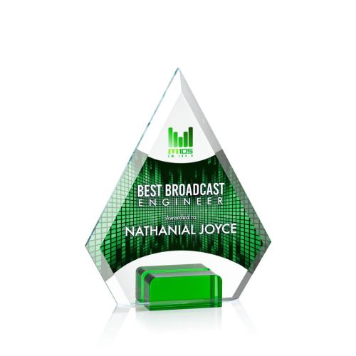 Corporate Awards - Glass Awards - Colored Glass Awards - Charlotte Full Color Green Crystal Award