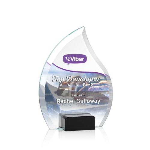 Corporate Awards - Crystal Awards - Crystal Flame Awards - Romy Full Color Black Flame Crystal Award