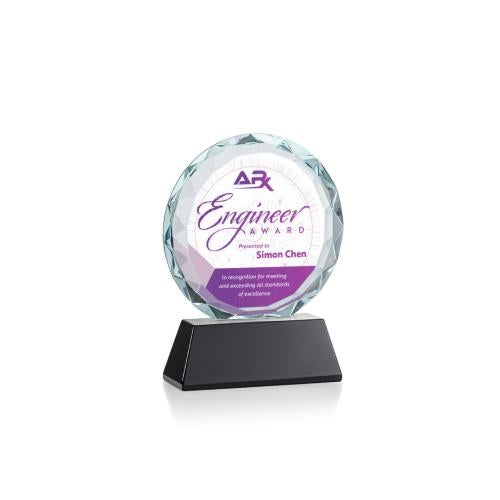 Corporate Awards - Full Color Awards - Stratford Full Color Black Circle Crystal Award
