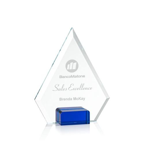Corporate Awards - Glass Awards - Colored Glass Awards - Charlotte Blue Crystal Award