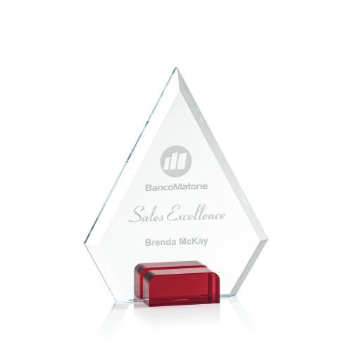 Corporate Awards - Crystal Awards - Colored Crystal - Red Crystal Awards - Charlotte Red Crystal Award