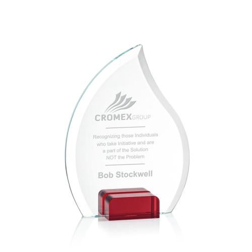 Corporate Awards - Crystal Awards - Colored Crystal - Red Crystal Awards - Romy Red Flame Crystal Award