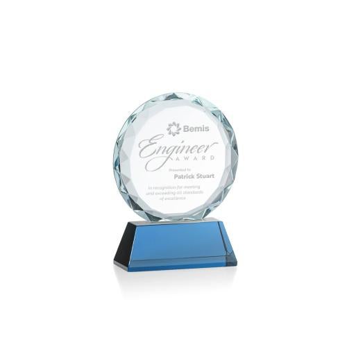 Corporate Awards - Crystal Awards - Stratford Sky Blue Circle Crystal Award