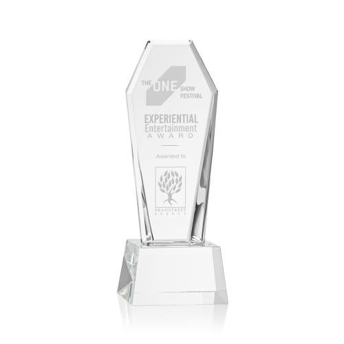 Corporate Awards - Crystal Awards - Crystal Pillar Awards - Romford Clear on Base Obelisk Crystal Award