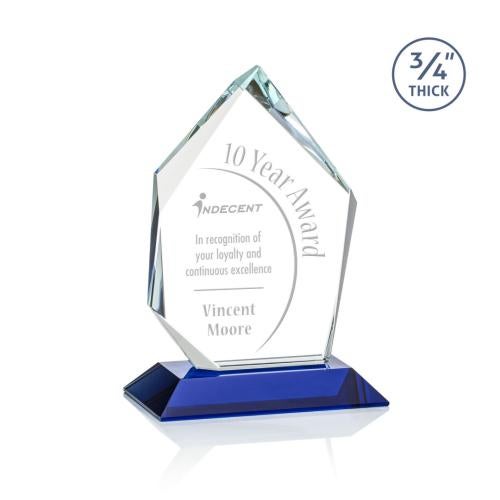 Corporate Awards - Glass Awards - Colored Glass Awards - Deerhurst Ice Blue  Peak Crystal Award